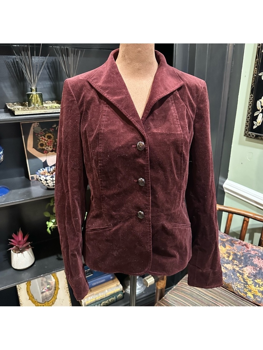 Talbots Burgundy Velvet Blazer – Size 4, Like New